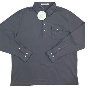 Criquet Long Sleeve Polo Shirt Grey 2XL NWT $128 Casual Golf Button Down